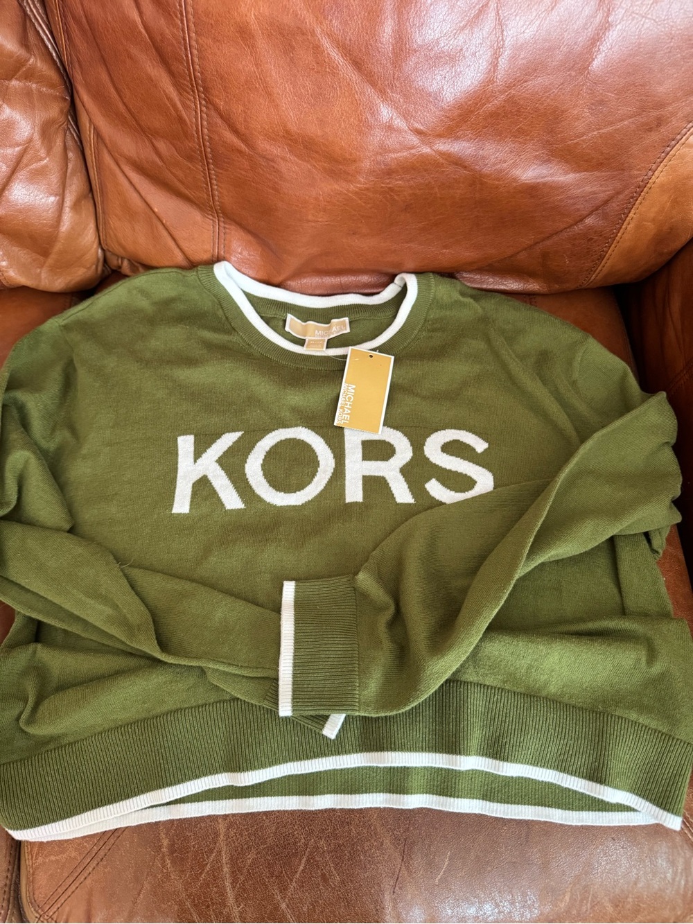 Michael Kors Evergreen Logo Crewneck lightweight Sweater Sz xl women’s nwt